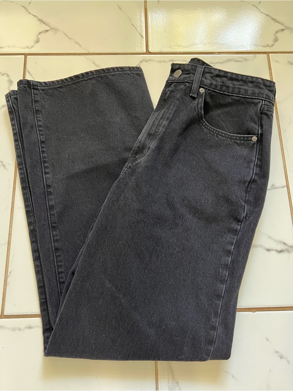 Aritzia Farrah Denim Forum Curve-Fit High-Rise Wide-Leg Jean Black Size 29 NWOT